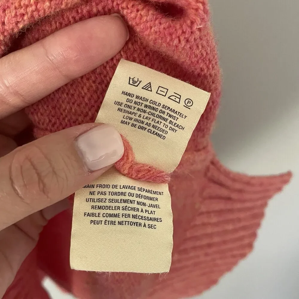 Anthropologie Moth Size M Coral Wool Blend Turtle Funnel Neck Sweater Pullover